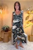 Made in Italy Seven Nations Karita Cropped Harem Jumpsuit Camo /34 =
